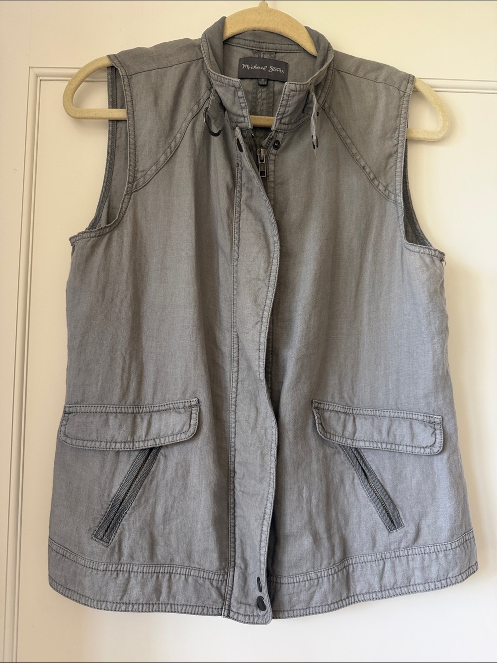 Mychal Stars linen military style zip vest